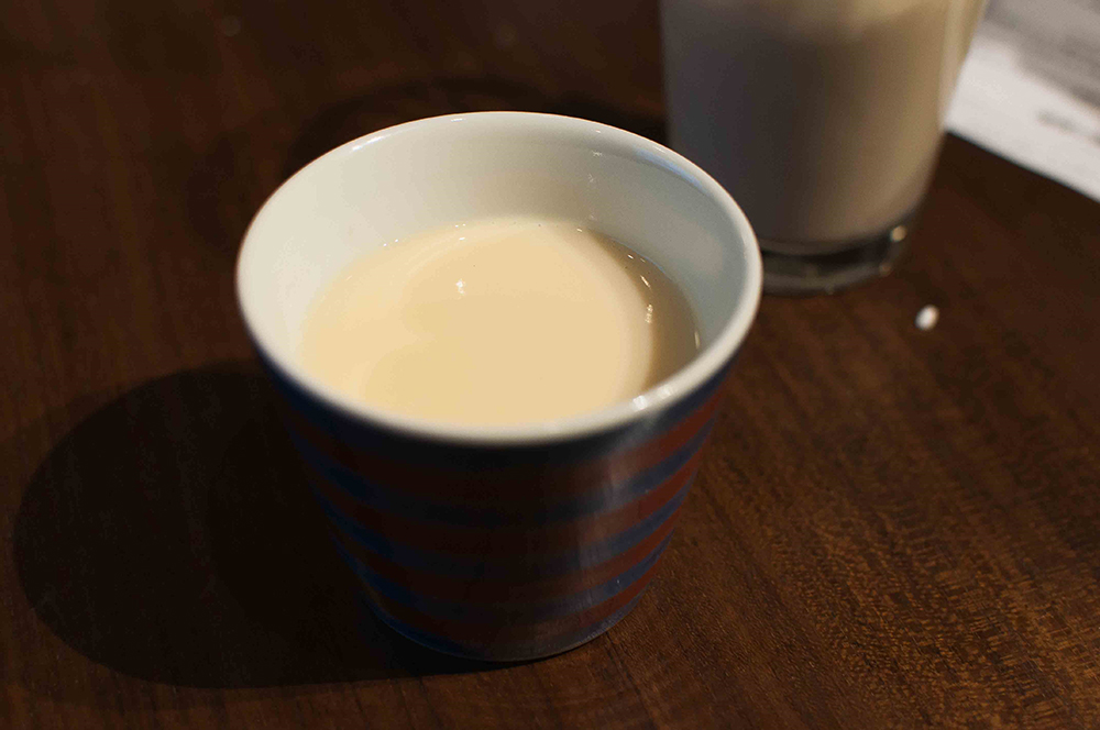 sample drink of fermented Koji soy milk