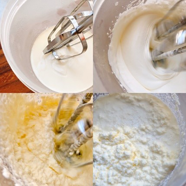 サワークリームをミキサーなどで攪拌して成分を分離させる