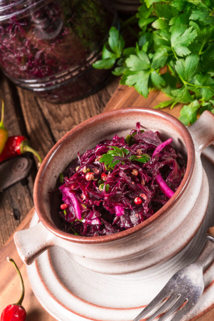 spicy red cabbage SauerkrautRelish Life’s Sweet and Sauer Moments with a Sandwich：haccola　Japanese fermented foods and cuisine