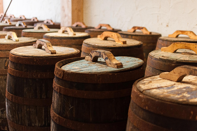 Barrels in the ageing room.