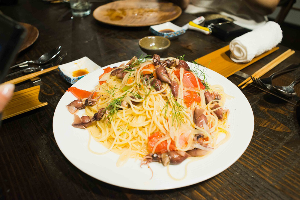 Spaghetti of firefly squid from Hamasaka